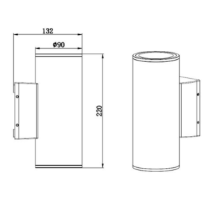 2x6W LED UP DN WALL LIGHT BLK 4K CREE IP65 (D) - Image 2